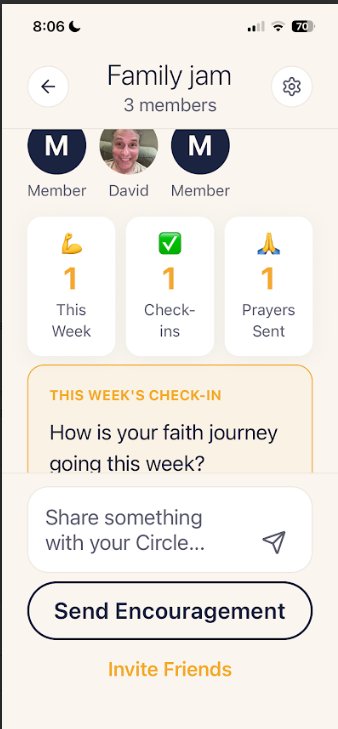 BecomingFaith Circle accountability screen